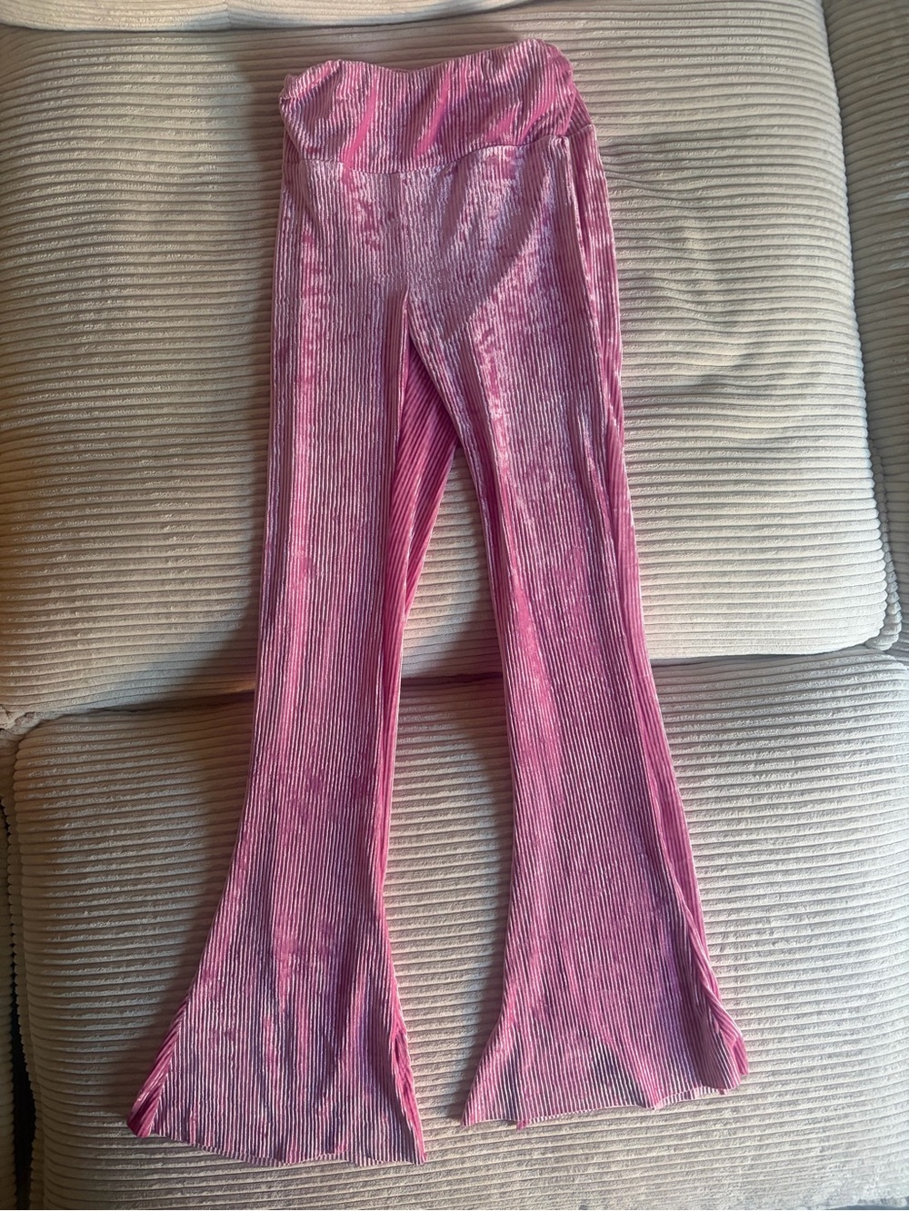 Urban Outfitters Pink Shimmer Ribbed Velvet Pants